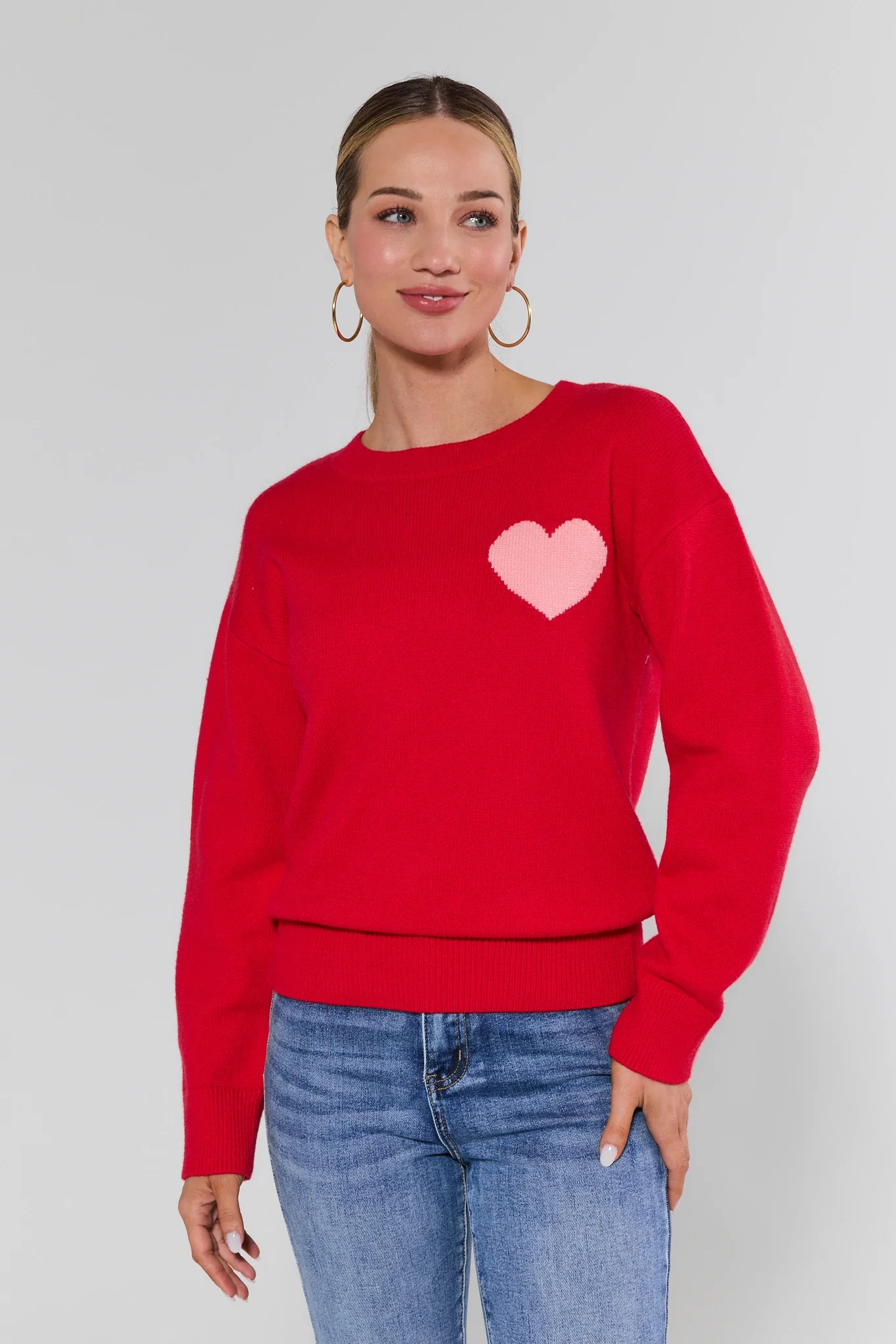 Hannah Red Heart Knit Sweater | Avara
