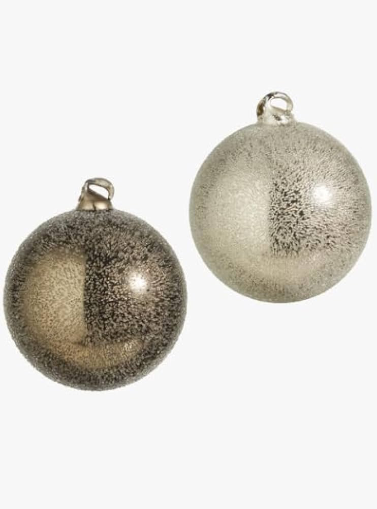 4" Grey Textured Ball Ornament, Set of 2 | Amazon (US)