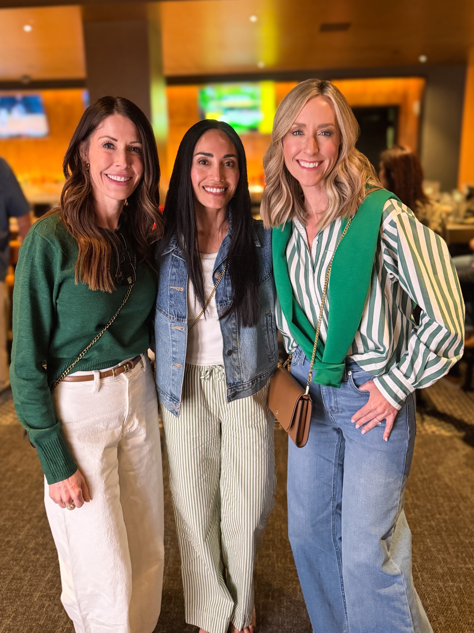 Masters night but make it iconic. 💚

Surprised the guys with matching green blazers and the reaction did not disappoint.

Couples that theme together, stay together. ⛳️

Wearing XS in the striped green button up. On Sale! 

#LTKdayinmylife #LTKOver40 #LTKSeasonal