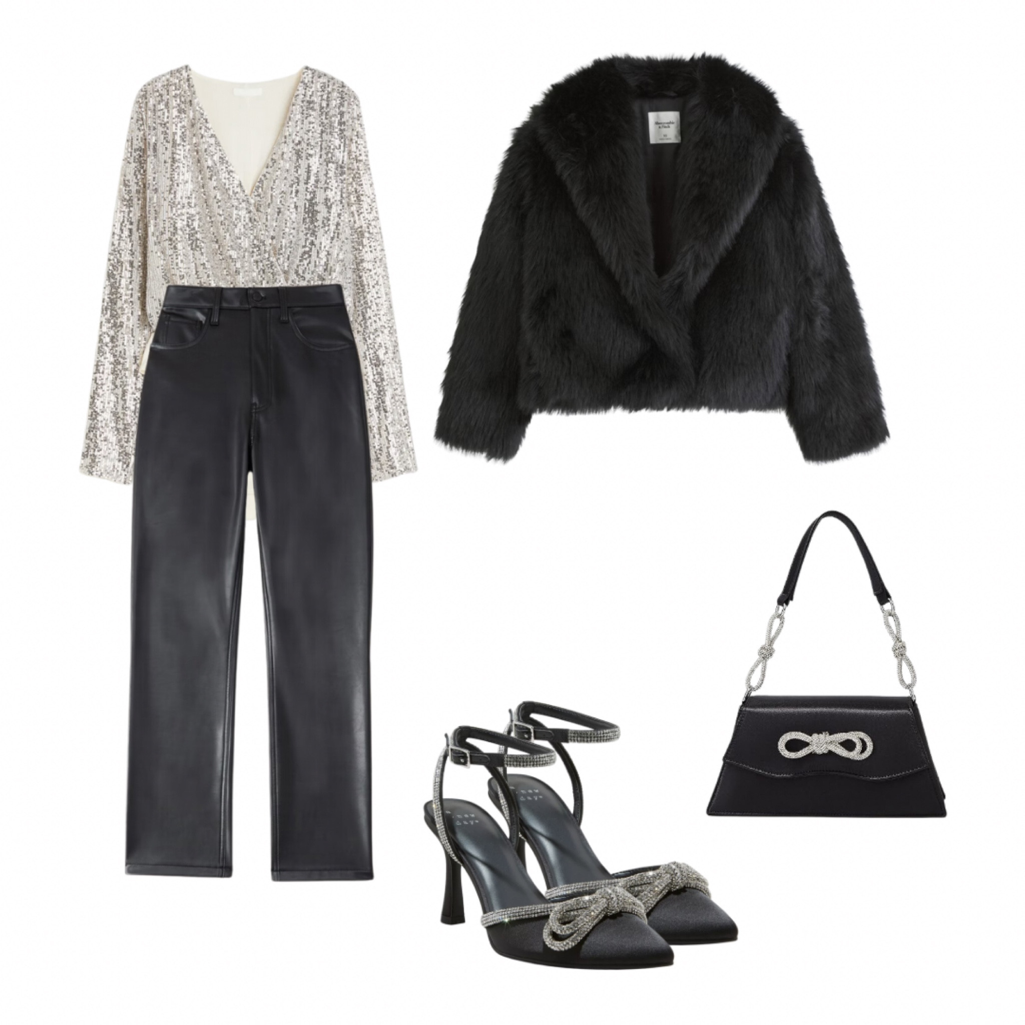 Winter outfit, holiday outfit, holiday party outfit, holiday dinner outfit, NYE outfit, new years outfit 
•
Leather pants, Abercrombie pants, sequin top, bow heels

#LTKparties #LTKHoliday