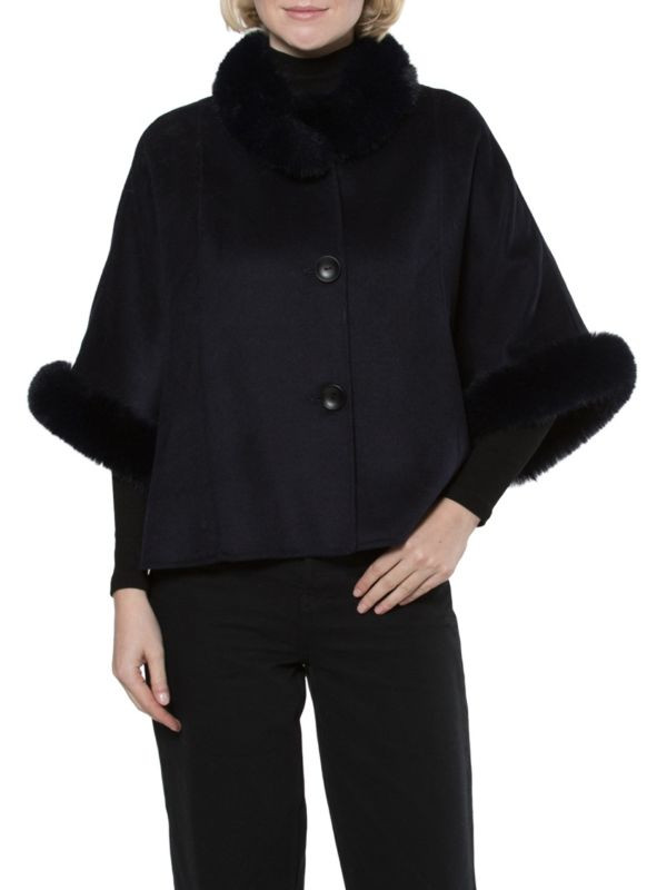 Faux Fur Trim Wool & Cashmere Cape | Saks Fifth Avenue OFF 5TH