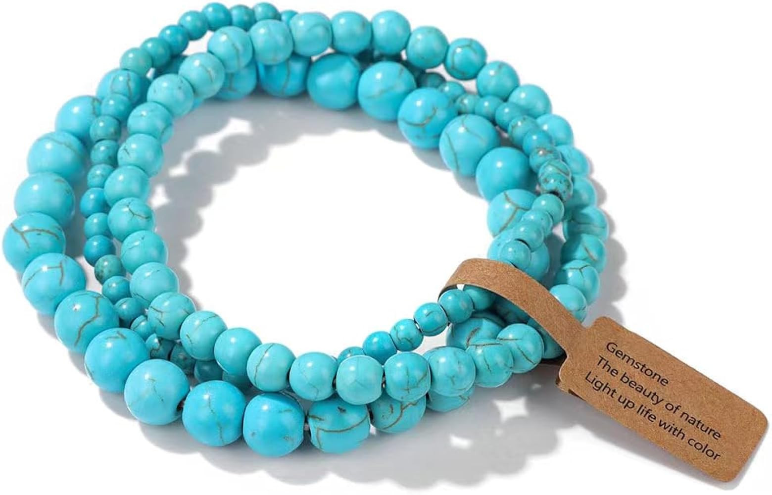 3Pcs Healing Crystal Turquoise Bracelets for Women Men 8mm 6mm 4mm Natural Stone Beaded Stretch B... | Amazon (US)