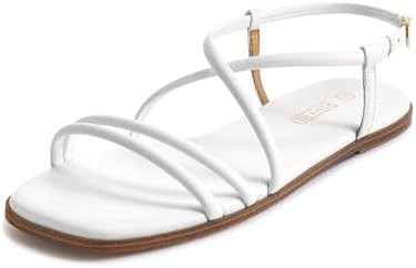 Rihero Women's Strappy Flat Sandals Summer Lace Up Open Toe Comfortable Slip-On Ankle Strap Sanda... | Amazon (US)