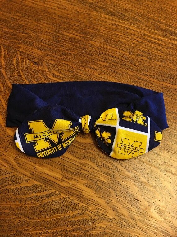 Michigan Wolverines Stretch Athletic Cheer Headband. Football Bow. Baby Headband. Baby Bow. Footb... | Etsy (US)