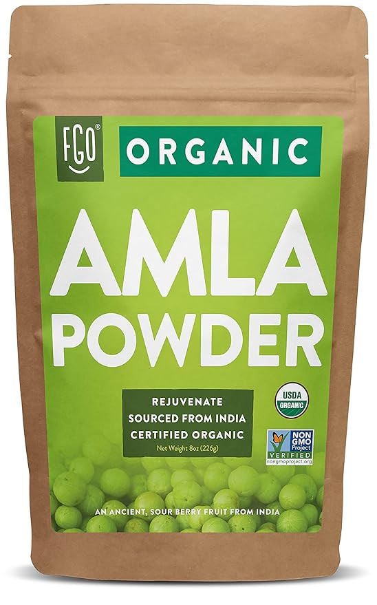 Organic Amla Powder (Amalaki) | 8oz Resealable Kraft Bag | 100% Raw from India | by FGO | Amazon (US)
