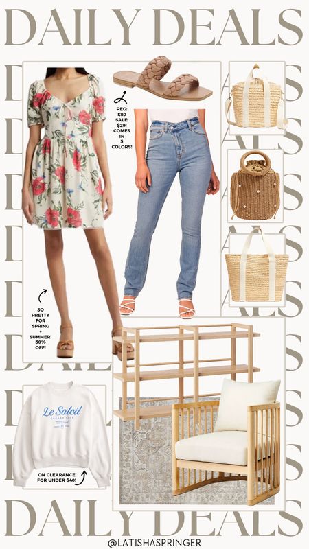 Daily deals! The prettiest floral dress for spring, straw bags for summer, Abercrombie jeans and more all on sale! 

#dailydeals

Floral smocked dress for spring. Affordable spring dress. Abercrombie sale. Abercrombie jeans. Target deals. Target furniture. Graphic sweatshirt. Straw tote  

#LTKstyletip #LTKsalealert #LTKSeasonal