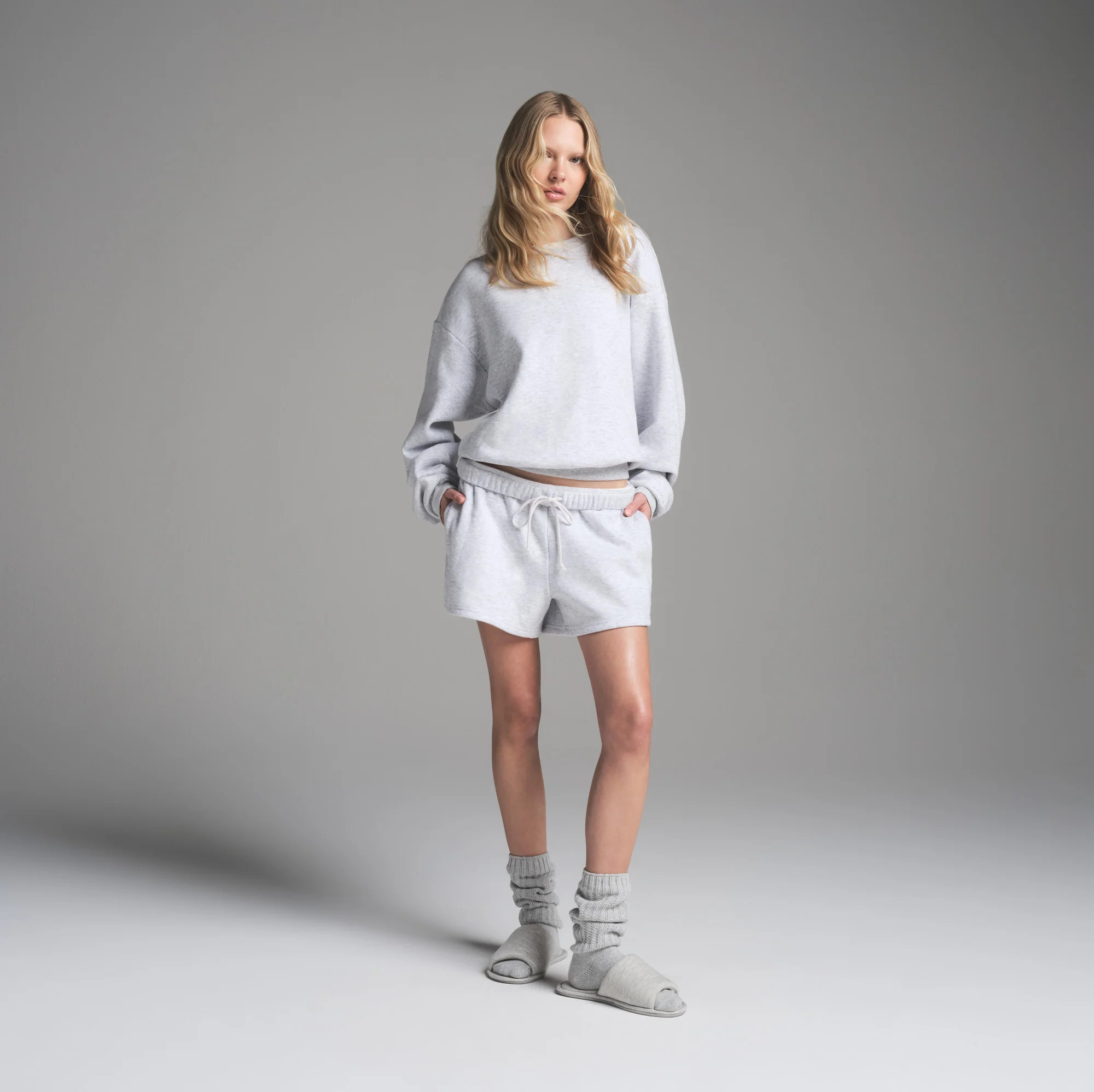 SKIMS Classic Crewneck | Grey | Medium | Cotton Fleece | SKIMS (US)