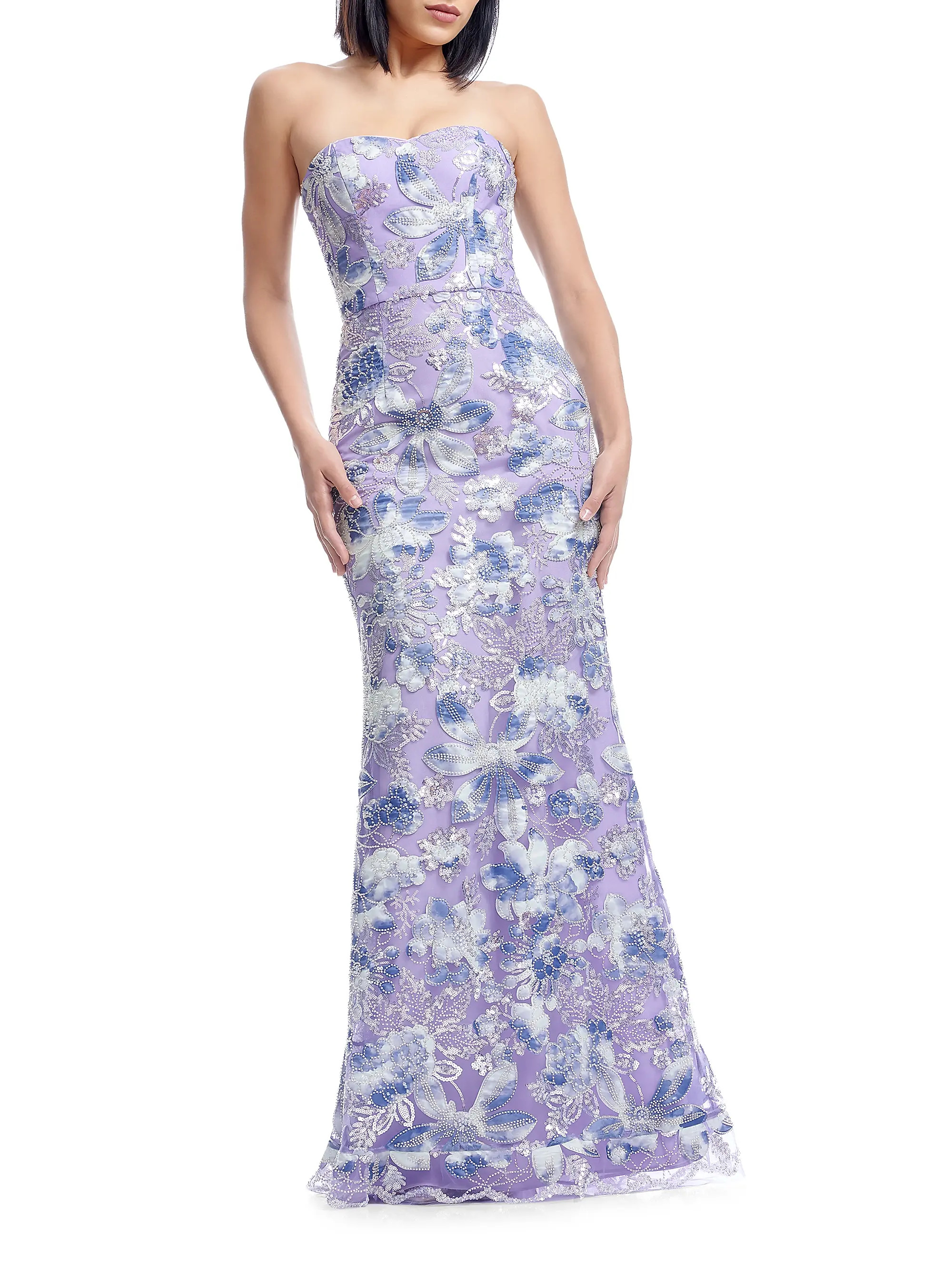 Shop Dress The Population Sheridan Sequined Strapless Mermaid Gown | Saks Fifth Avenue | Saks Fifth Avenue