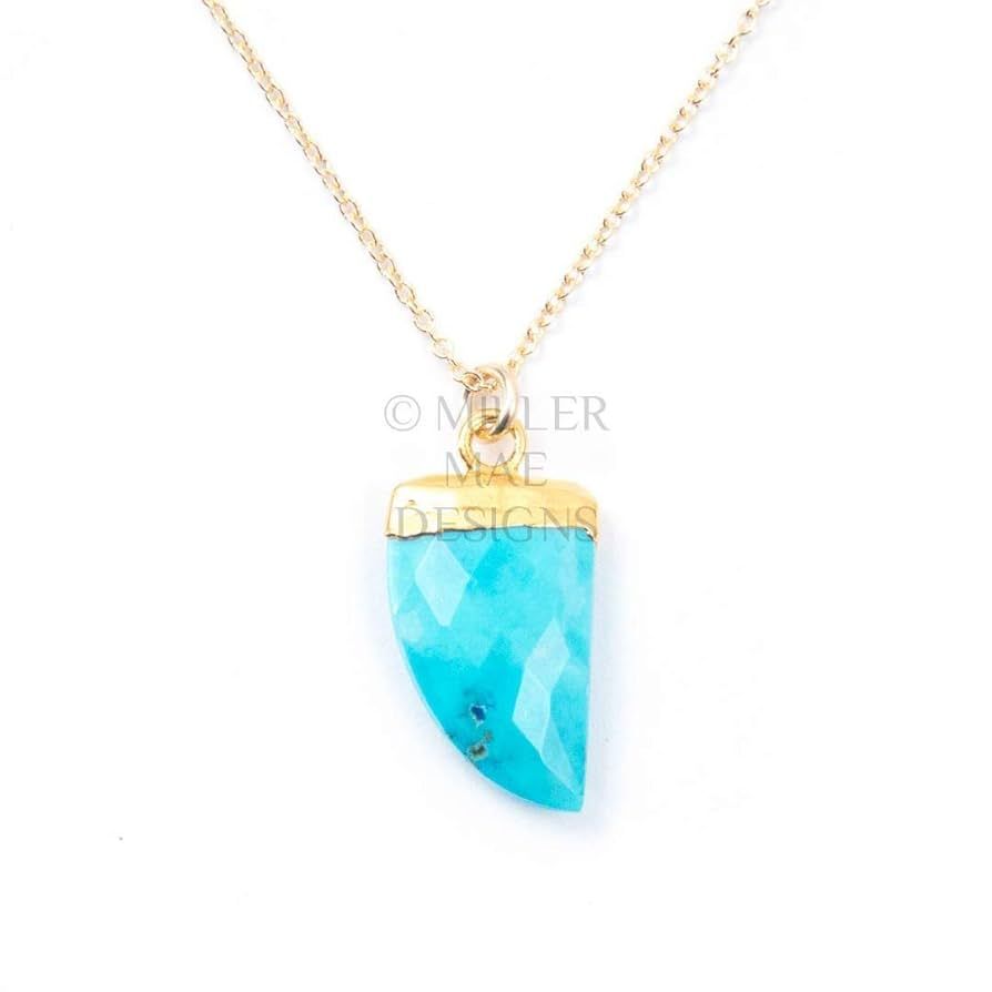 24kt Gold Vermeil Faceted Turquoise Horn Charm Necklace with 14kt Gold Filled Chain - 16 Inches L... | Amazon (US)