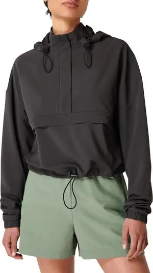 Crop Woven Track Jacket with Removable Hood | Nordstrom