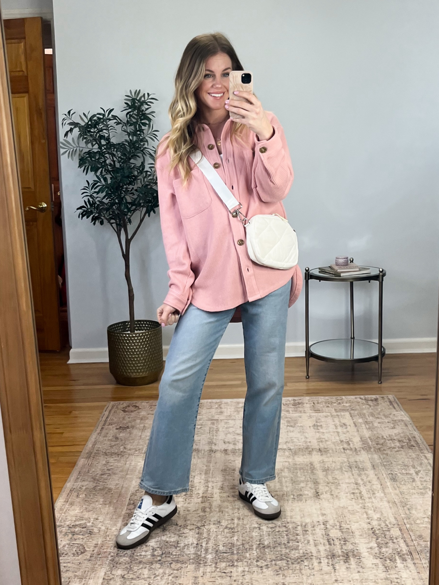 Love this waffle knit button down for spring. The color is so pretty. Wearing size medium. 

#LTKSeasonal #LTKfindsunder50 #LTKsalealert