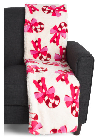 Faux Fur Candy Cane Throw | TJ Maxx