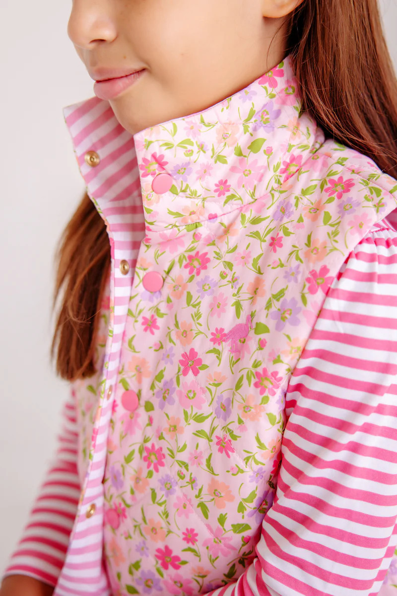 Vaughn Vest - Grand Cayman Gardens with Romany Rose Stripe & Romany Ro | The Beaufort Bonnet Company