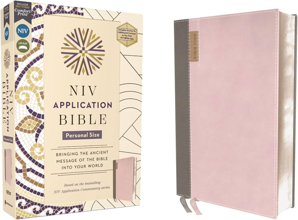 NIV Application Bible, Personal Size, Leathersoft, Pink/Gray, Red Letter, Comfort Print: Bringing... | Amazon (US)