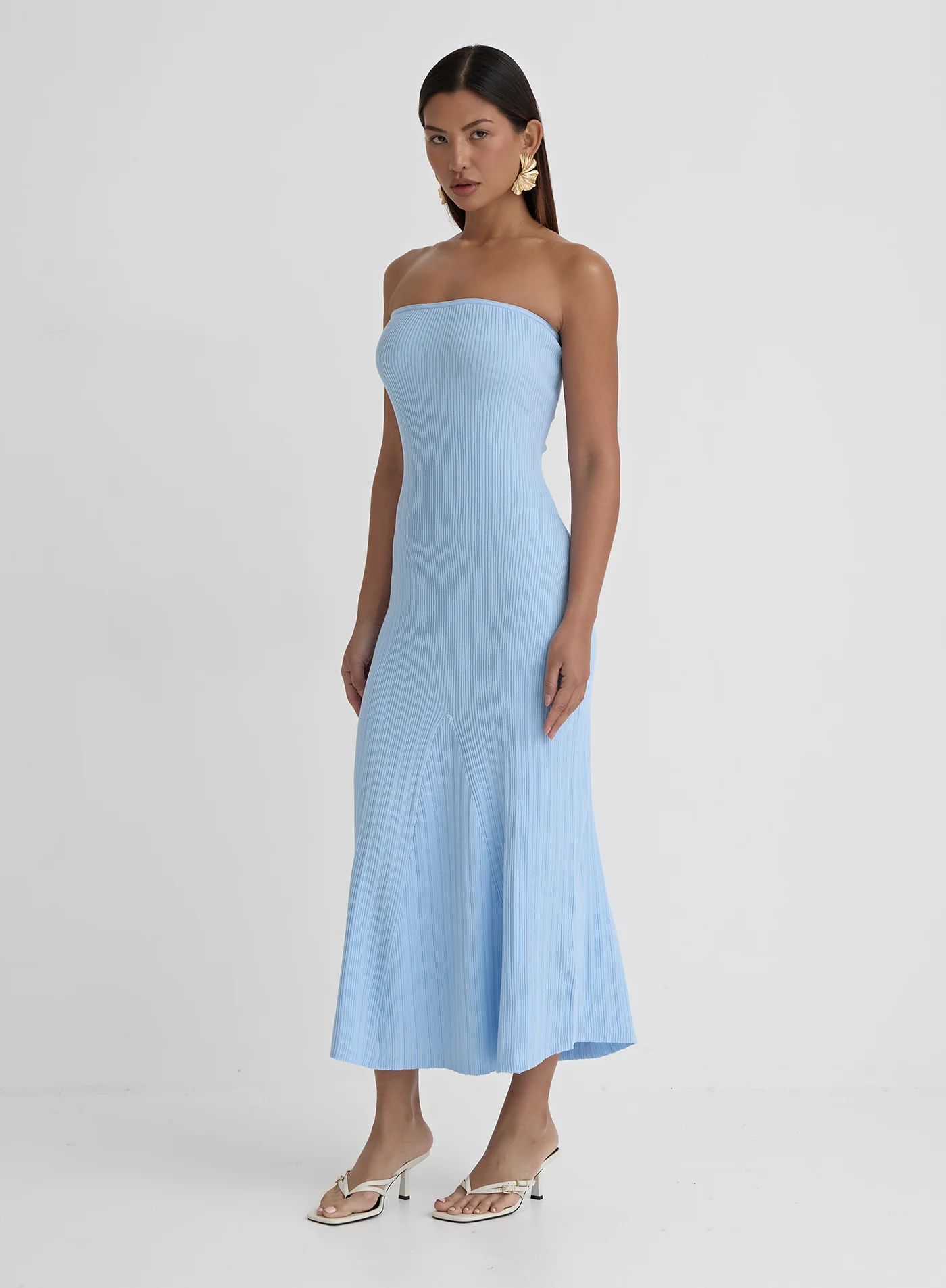 Blue Bandeau Knitted Maxi Dress- Henley | 4th & Reckless