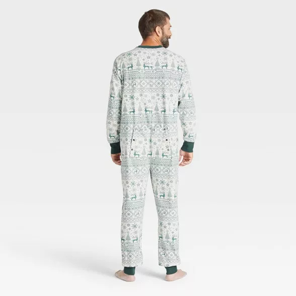 Men's Reindeer Good Tidings Union Suit Green/Cream - Hearth & Hand™ with Magnolia | Target