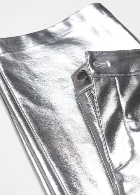 Wideleg foil trousers -  Women | Mango United Kingdom | MANGO (UK)