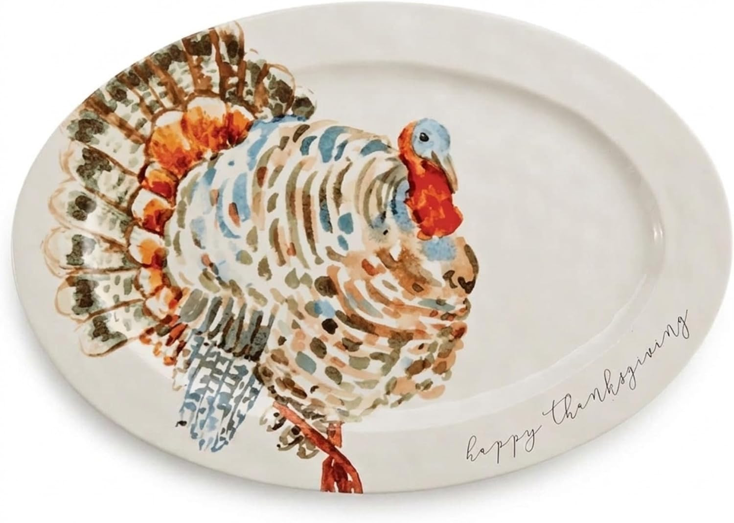 Mud Pie Turkey Platter, Large Thanksgiving Serving Platter, White Ceramic | Amazon (US)