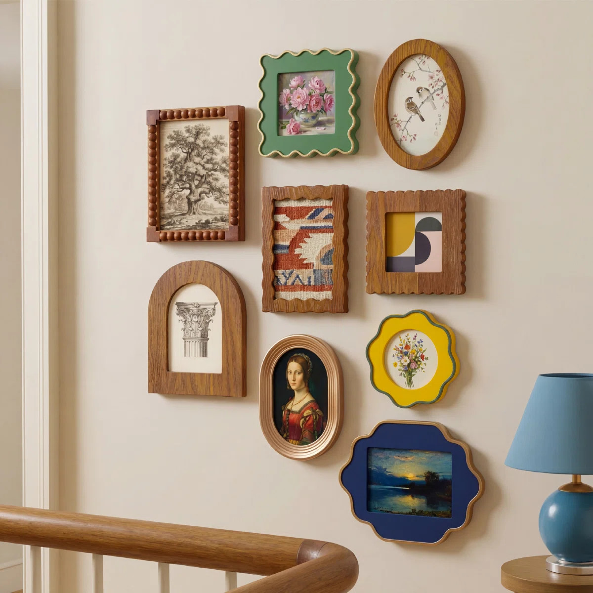 Gallery Wall Frames – 9 Styles (4x4–6x4),Retro-inspired Mixed Wood Colorful Picture Frames,Bo... | Wayfair North America
