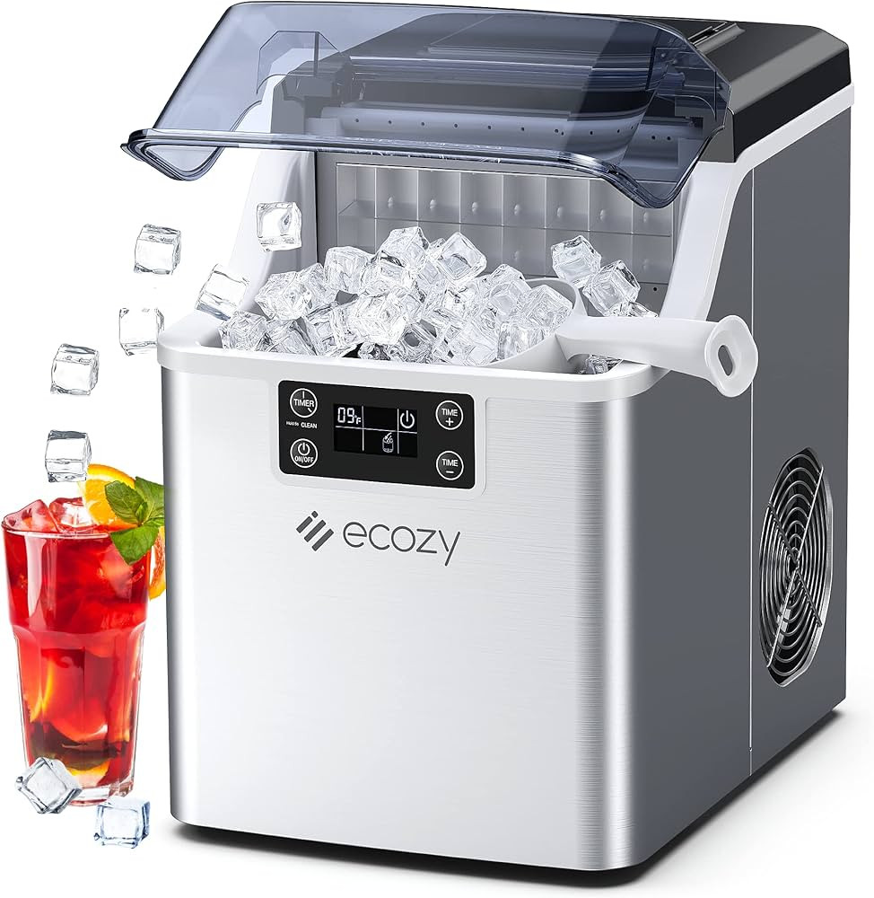 ecozy Countertop Ice Makers, 45lbs Per Day, 24 Cubes Ready in 13 Mins, Stainless Steel Housing, A... | Amazon (US)