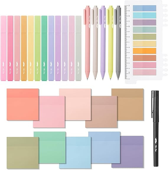 Mr. Pen- Aesthetic Book Annotation Kit, 38 pcs, 12 No Bleed Aesthetic Highlighters, 5 Gel Pens Bl... | Amazon (US)