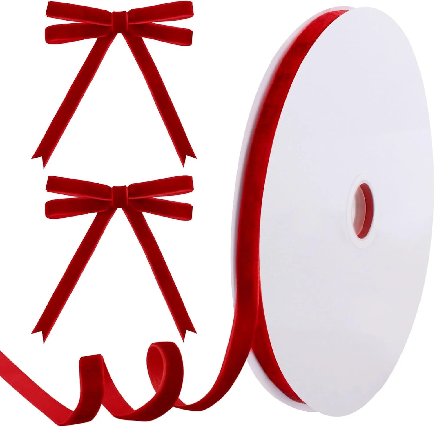 TETOU 3/8 Inch 25 Yards Red Velvet Ribbon,Velvet Christmas Ribbon for Gift Wrapping Crafts Bow Wr... | Walmart (US)