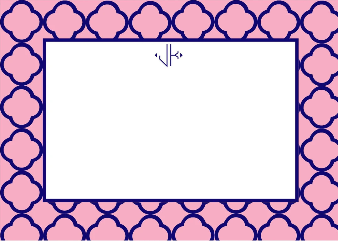 Pink and Navy Modern Quatrefoil Stationery or Invitation Set - Etsy | Etsy (US)
