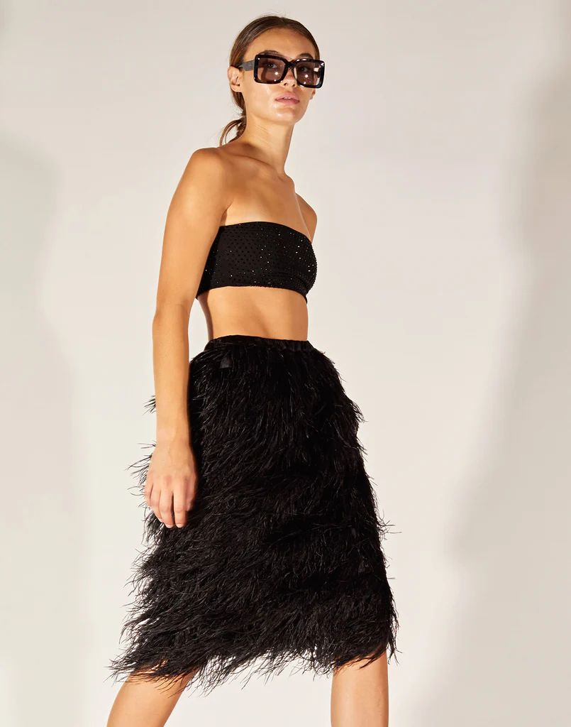 Midi Feather Skirt | Cynthia Rowley