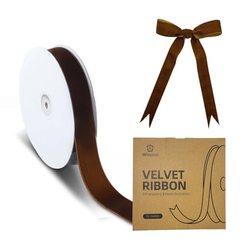 15 Yards Velvet Ribbon 1 Inch Single Face Brown Velvet Ribbon Spool Prefect for Wedding, Ribbons ... | Amazon (US)