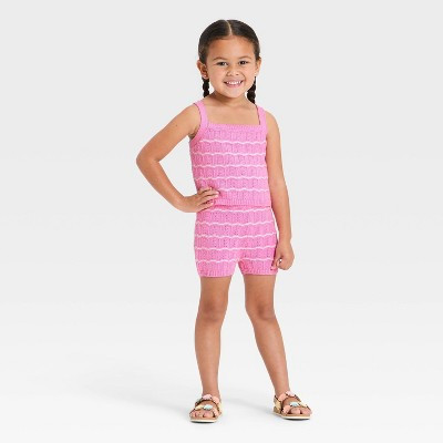 Toddler Girls' 2pc Striped Sweater Tank Top and Shorts Set - Cat & Jack™ Pink 18M | Target