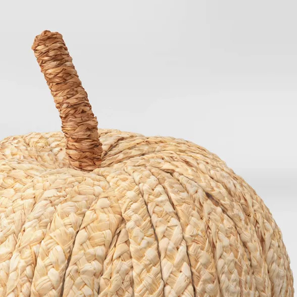 6.5" x 6" Decorative Raffia Pumpkin Figurine Cream - Threshold™ | Target