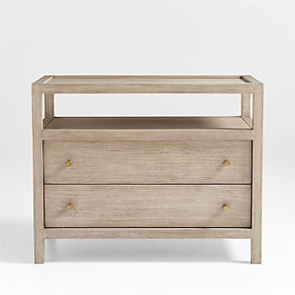 Keane Weathered Natural Wood Charging Nightstand + Reviews | Crate & Barrel | Crate & Barrel