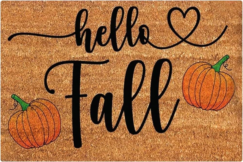 Hello Fall Door Mat, Fall Pumpkin Welcome Doormat for Front Door, Indoor Outdoor Autumn Rug for H... | Amazon (US)