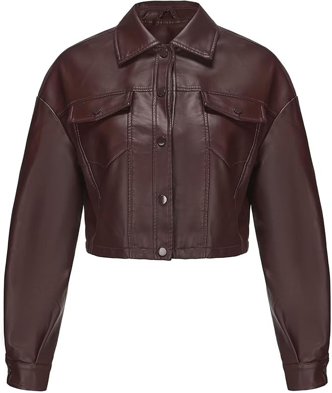 CHIGUO Women Faux Leather Cropped Jacket Trendy Moto Biker Short Jacket Fashion PU Coat Party Jac... | Amazon (US)