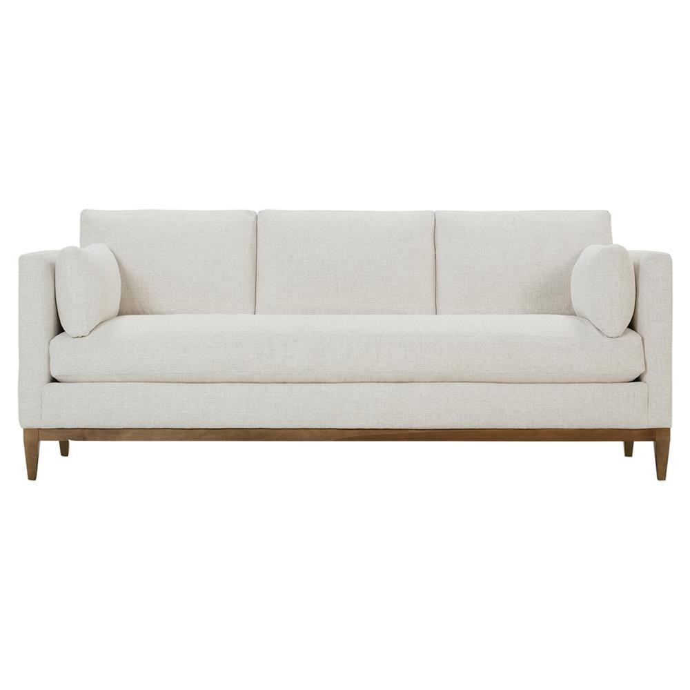 Leah Modern Bone White Upholstered Latte Wood Base Performance Sofa - 86""W | Kathy Kuo Home