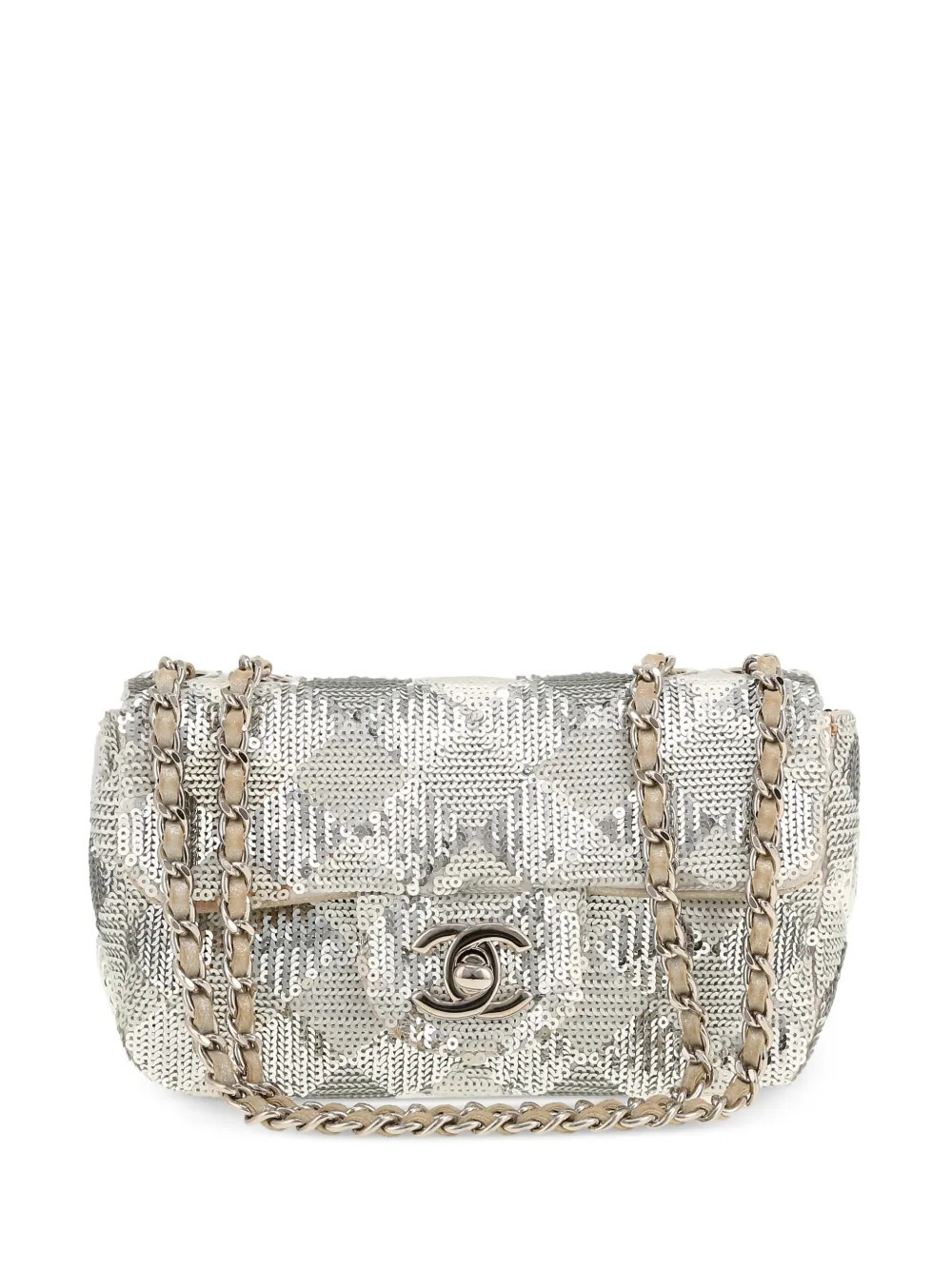 CHANEL Pre-Owned 2014 mini Timeless sequin shoulder bag - Silver | Farfetch Global