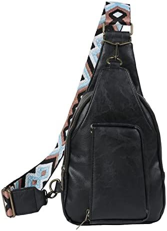 Mzjeaziany Women Chest Bag Sling Bag Small Crossbody PU Leather Satchel Daypack Shoulder backpack... | Amazon (US)