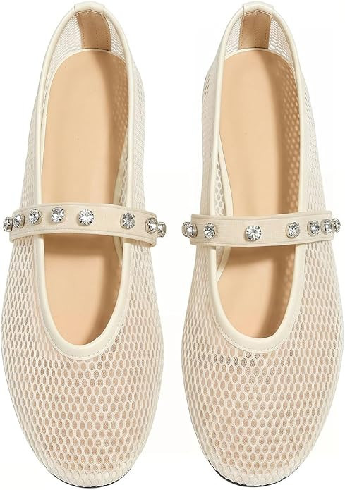 BEAUDRM Women's Polka Dots Mesh Ballet Flats Cute Lace Ballerina Flats | Leopard Shoes,Maryjane F... | Amazon (US)