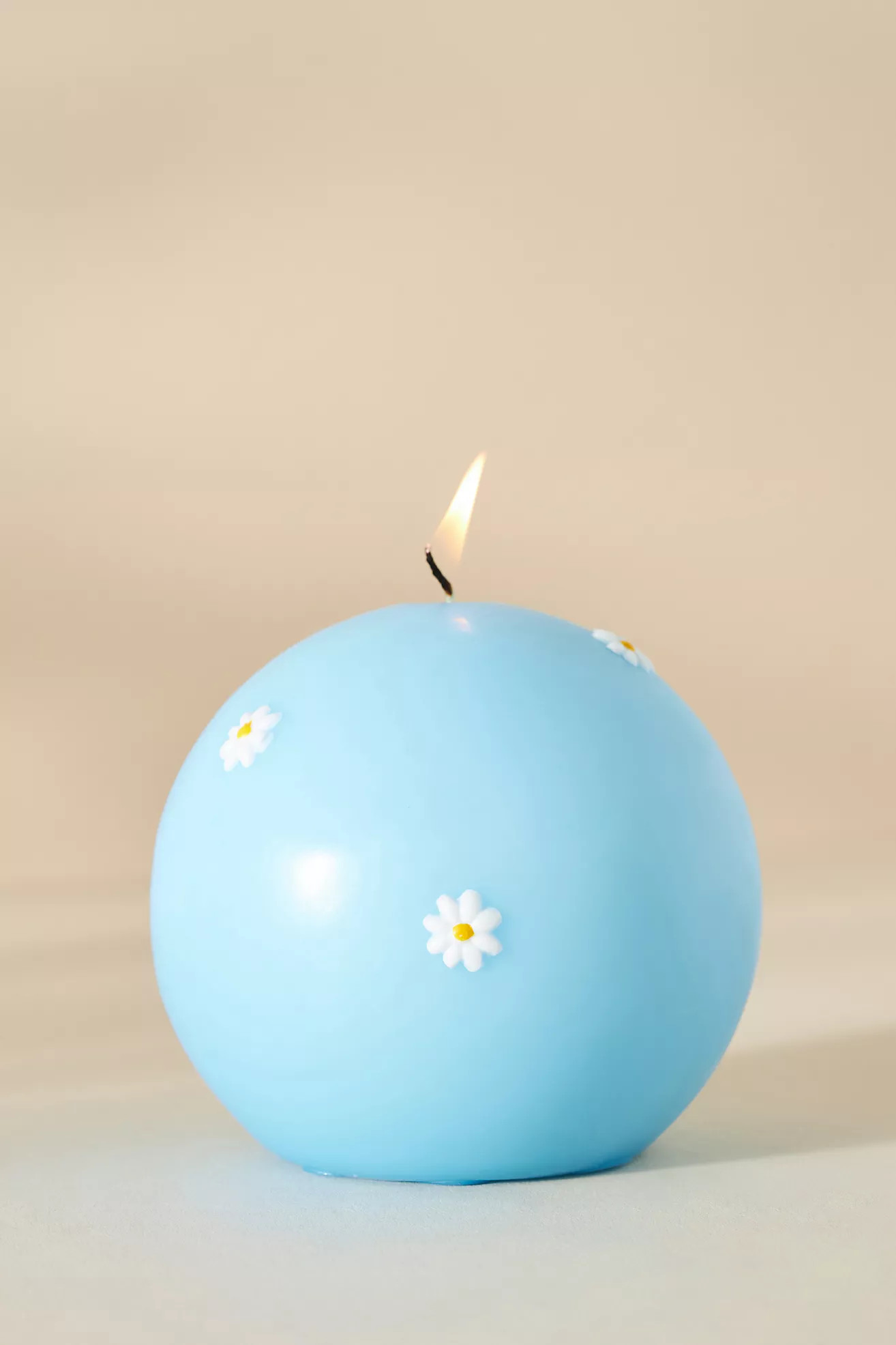 Pressed Daisy Wax Sphere Candle | Anthropologie (US)