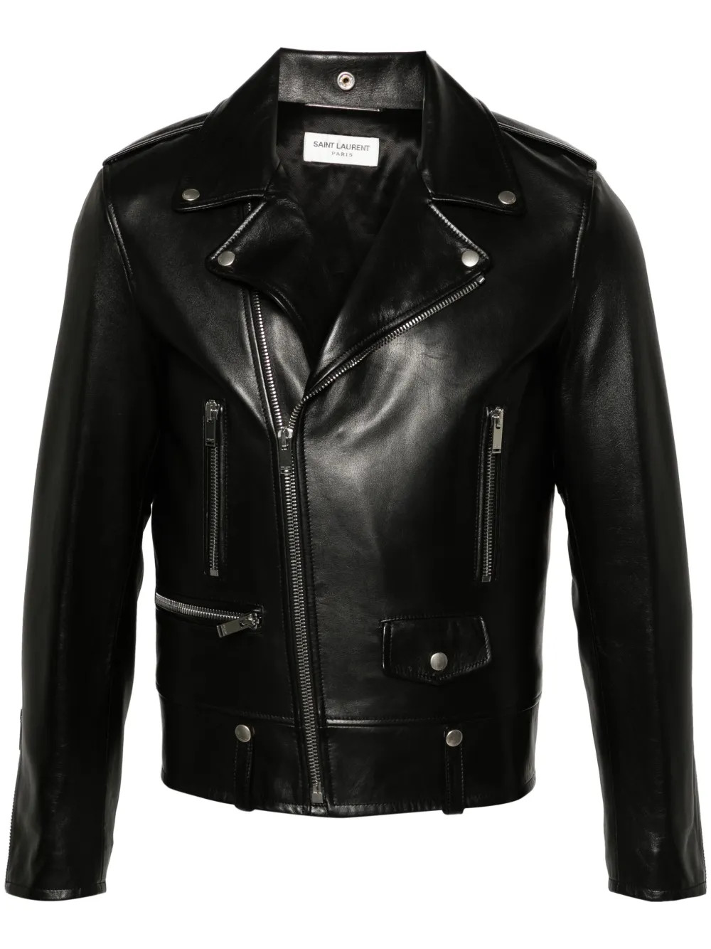 Saint Laurent Leather Biker Jacket | Black | FARFETCH | Farfetch Global