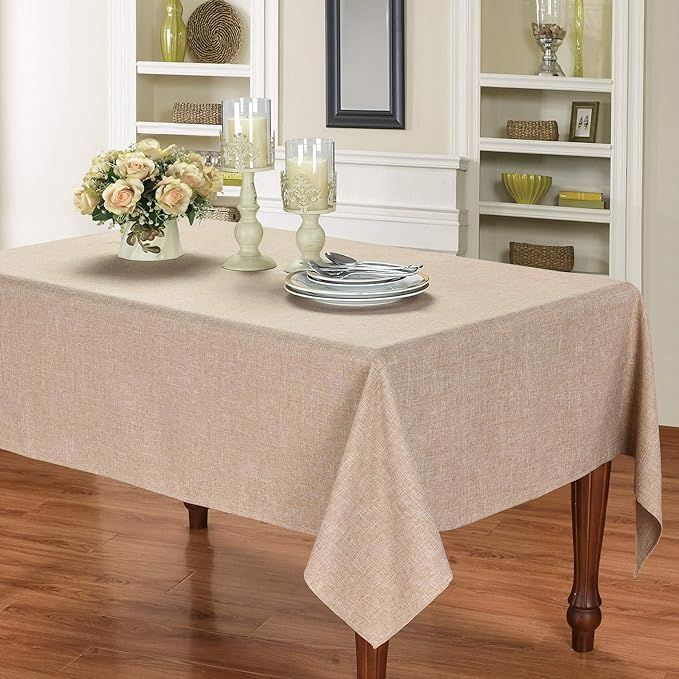 HOMCHIC Faux Linen Rectangle Table Cloth - Washable, Spillproof, Easy Care, Wrinkle Resistant, Th... | Amazon (US)