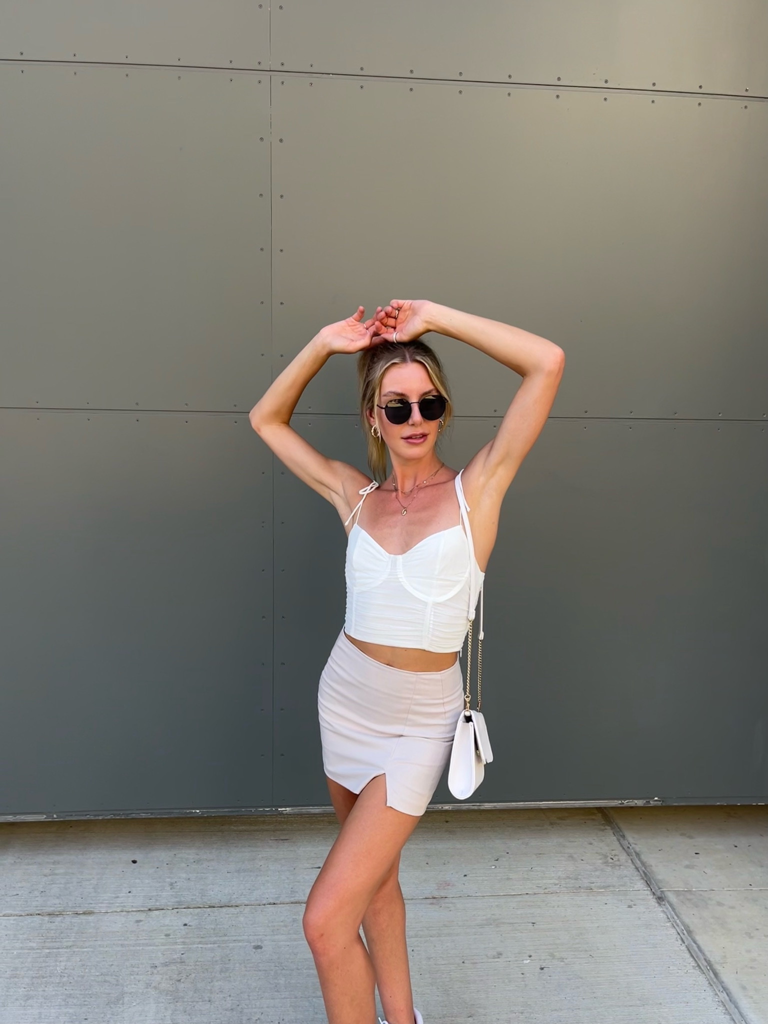 white outfit, pinterest outfits, spring style, summer outfits, summer style, crop top, white tank top, mini skirt, shoulder bag, white purse, nike, oversized sunglasses, minimal style fashion, minimal aesthetic outfit, all white look, fashion accessories, cute outfits

#LTKitbag #LTKfindsunder100 #LTKstyletip