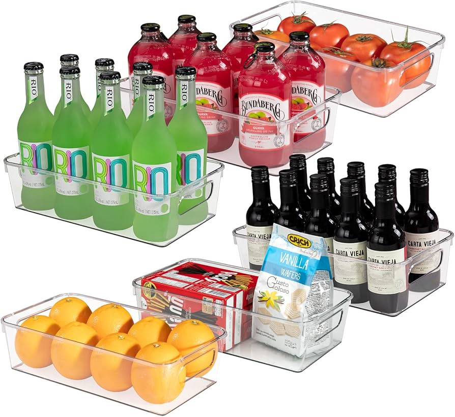 6-Pack Refrigerator Organizer Bins Set, Clear Fridge Organizer Bins - Clear Pantry Storage Bins w... | Amazon (US)