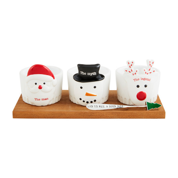 Mud Pie Christmas Character Tidbit Board Set in Brown | Dolomite | Mud Pie