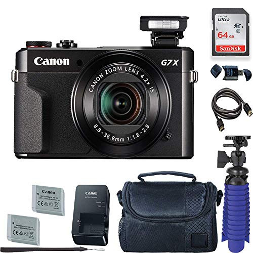 Canon PowerShot G7 X Mark II Digital Camera with 64 GB Card + Premium Camera Case + 2 Batteries + Tripod (Renewed) | Amazon (US)