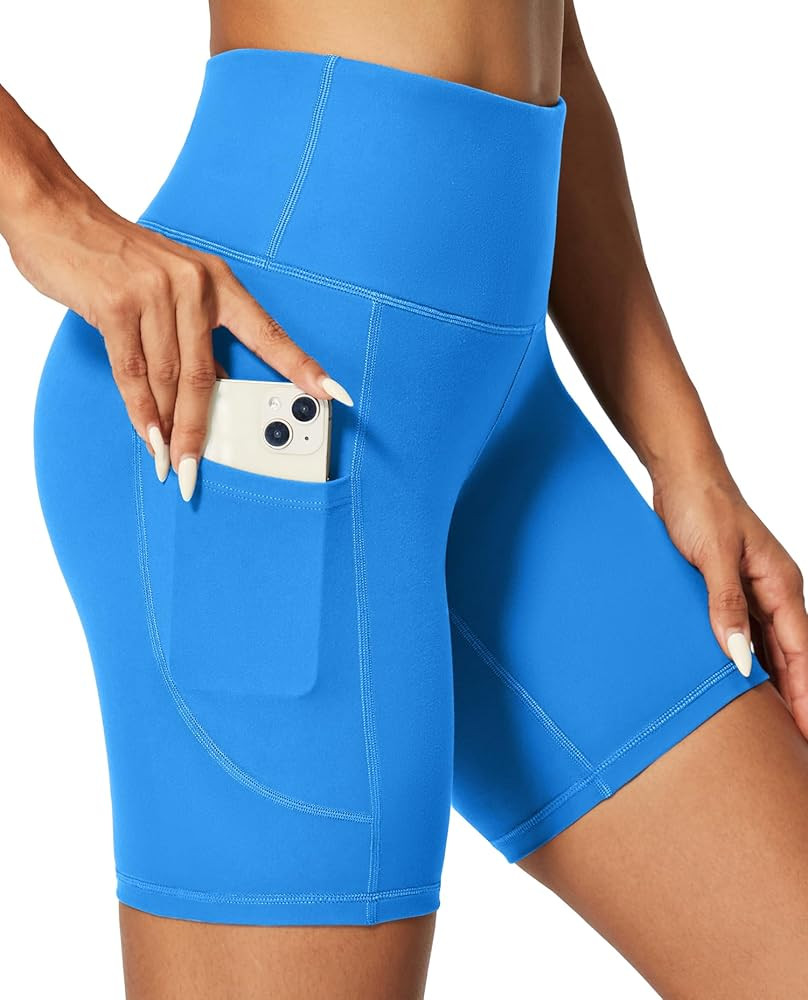 IUGA Biker Shorts Women 6" Tummy Control Workout Shorts Women with Pockets High Waisted Yoga Runn... | Amazon (US)