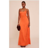Orange Satin Scoop Neck Spaghetti Strap Maxi Dress | PrettyLittleThing UK