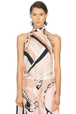 Emilio Pucci High Neck Top in Pink | FWRD 