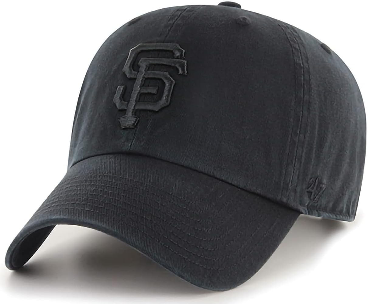 47 Brand MLB Black Black Primary Logo Clean Up Adjustable Baseball Cap Hat, Adult One Size Fits A... | Amazon (US)