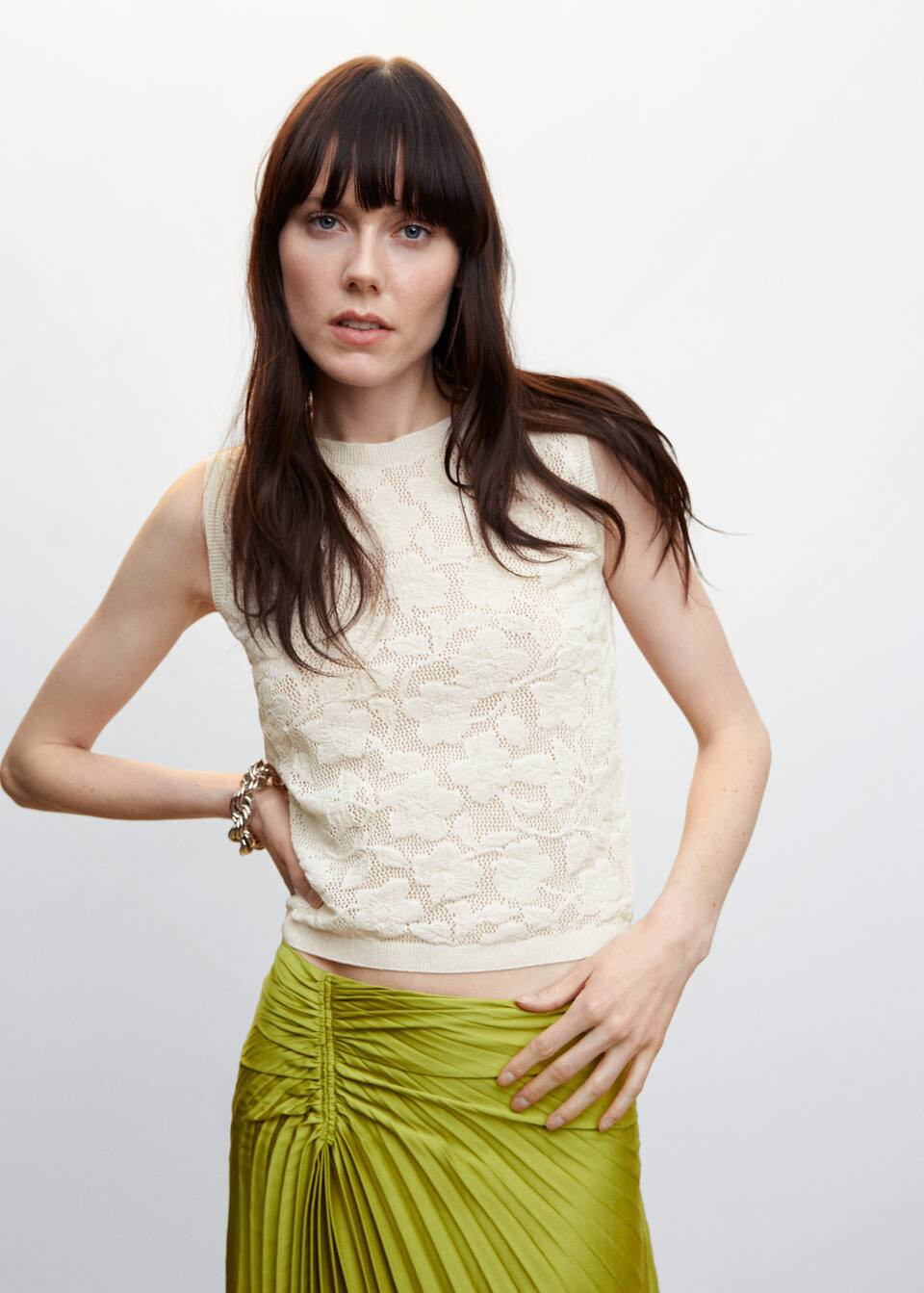 Floral openwork knitted top -  Women | Mango USA | MANGO (US)